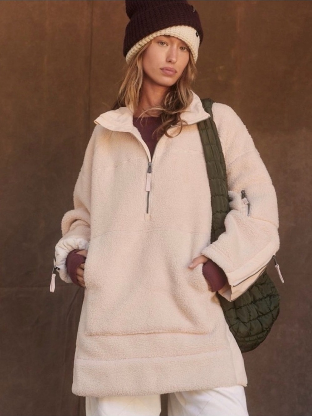 Free People Viewpoint Midi Fleece Jacket Ivory XS Style 84890037 Sold Out